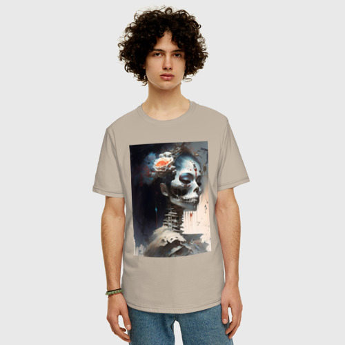 Мужская футболка хлопок Oversize с принтом Мистическая красавица - нейросеть, фото на моделе #1