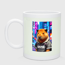 Кружка керамическая Cool capybara - urban style - neural network