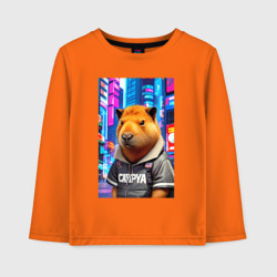 Детский лонгслив хлопок Cool capybara - urban style - neural network