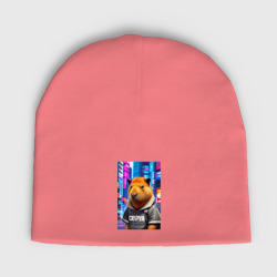Мужская шапка демисезонная Cool capybara - urban style - neural network
