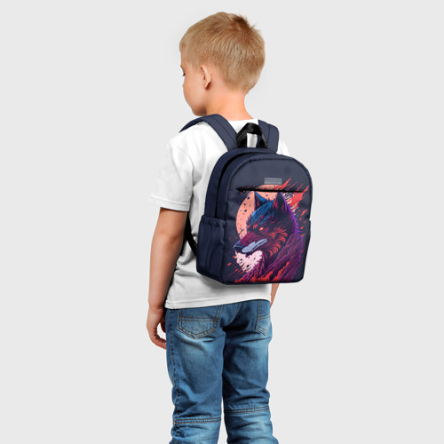 Детский рюкзак 3D с принтом Нейросетевой волк, фото на моделе #1
