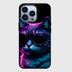 Чехол для iPhone 13 Pro Неоновый котик в очках