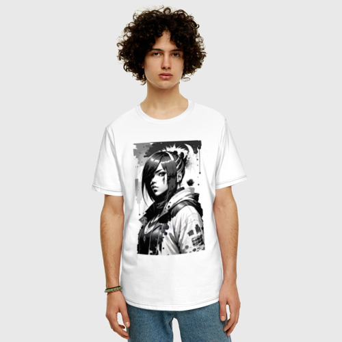 Мужская футболка хлопок Oversize с принтом Крутая деваха - аниме - нейросеть, фото на моделе #1