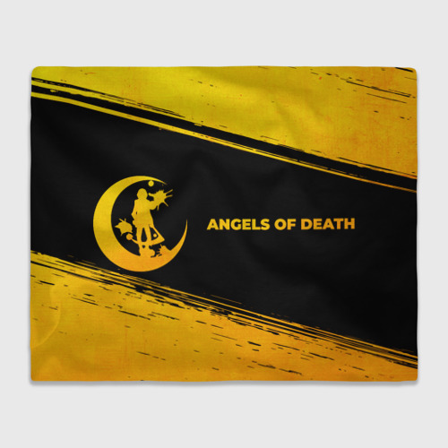 Плед с принтом Angels of Death - gold gradient: надпись и символ, вид спереди №1