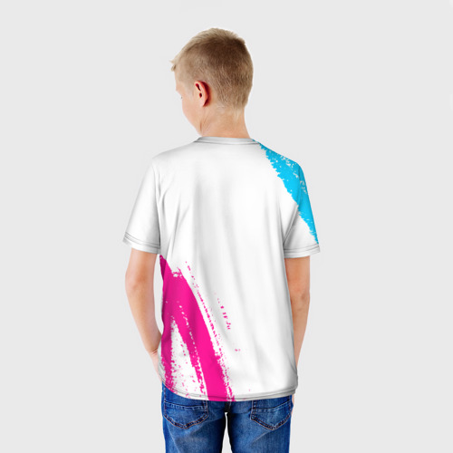 Детская футболка 3D с принтом Totoro neon gradient style: надпись, символ, вид сзади #2