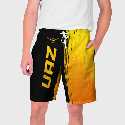 Мужские шорты 3D с принтом UAZ - gold gradient: по-вертикали, вид спереди #2