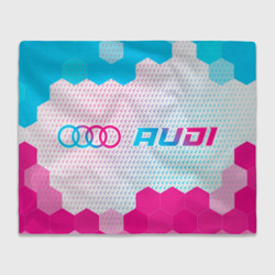 Плед 3D Audi neon gradient style: надпись и символ