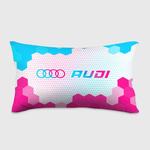 Подушка 3D антистресс Audi neon gradient style: надпись и символ