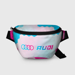 Поясная сумка 3D Audi neon gradient style: надпись и символ