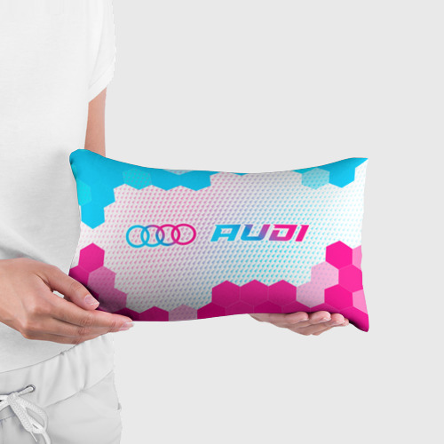 Подушка 3D антистресс Audi neon gradient style: надпись и символ - фото 3