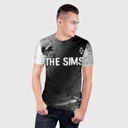 Мужская футболка 3D Slim The Sims glitch на темном фоне: символ сверху - фото 2