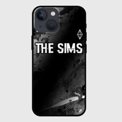 Чехол для iPhone 13 mini The Sims glitch на темном фоне: символ сверху