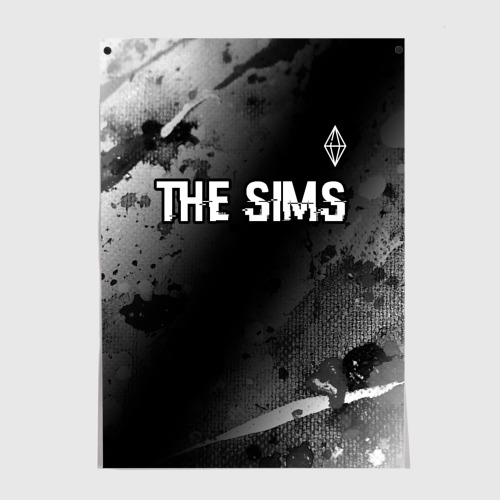 Постер The Sims glitch на темном фоне: символ сверху