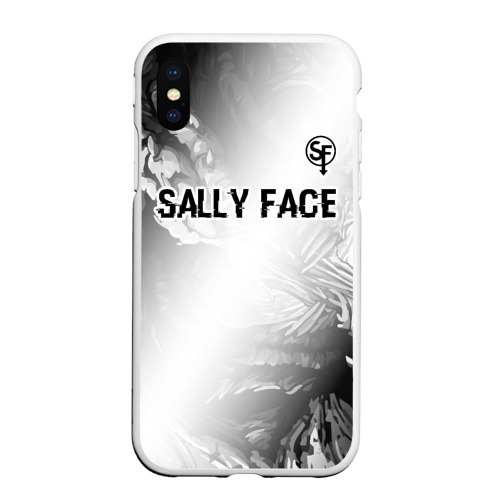 Чехол для iPhone XS Max матовый Sally Face glitch на светлом фоне: символ сверху