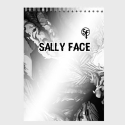 Скетчбук Sally Face glitch на светлом фоне: символ сверху