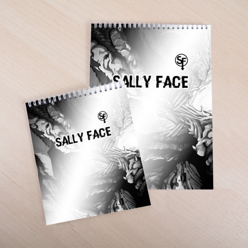 Скетчбук Sally Face glitch на светлом фоне: символ сверху, цвет белый - фото 4