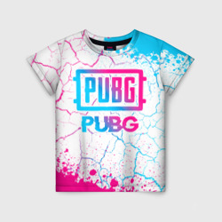 Детская футболка 3D PUBG neon gradient style