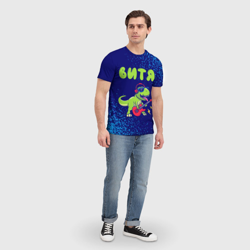 Мужская футболка 3D с принтом Витя рокозавр, вид сбоку #3