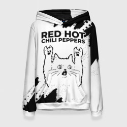 Женская толстовка 3D Red Hot Chili Peppers рок кот на светлом фоне