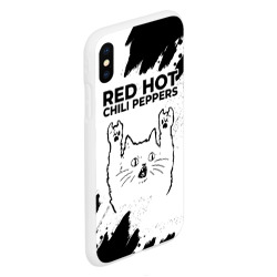 Чехол для iPhone XS Max матовый Red Hot Chili Peppers рок кот на светлом фоне - фото 2