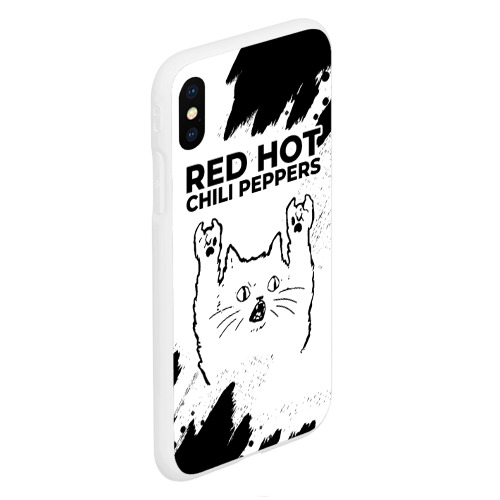 Чехол для iPhone XS Max матовый Red Hot Chili Peppers рок кот на светлом фоне - фото 3