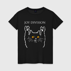 Женская футболка хлопок Joy Division rock cat