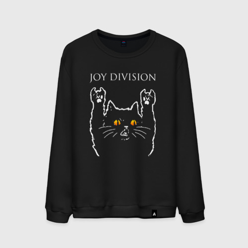 Мужской свитшот хлопок Joy Division rock cat, цвет черный