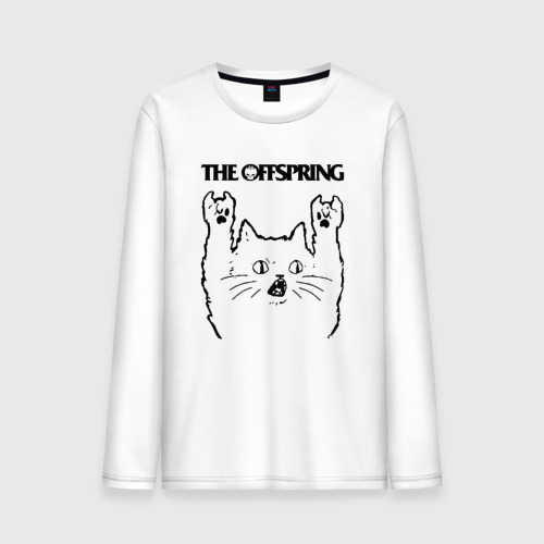 Мужской лонгслив хлопок с принтом The Offspring - rock cat, вид спереди #2