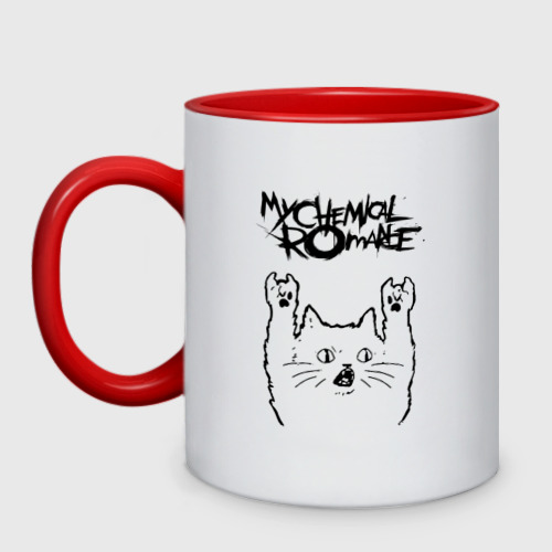 Кружка двухцветная My Chemical Romance - rock cat, цвет белый + красный
