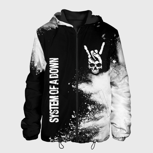Мужская куртка 3D System of a Down и рок символ на темном фоне, цвет 3D печать
