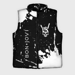 Мужской жилет утепленный 3D Bon Jovi и рок символ на темном фоне