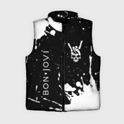 Женский жилет утепленный 3D Bon Jovi и рок символ на темном фоне