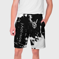 Мужские шорты 3D Bon Jovi и рок символ на темном фоне
