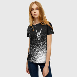 Женская футболка 3D Imagine Dragons и рок символ на темном фоне - фото 2
