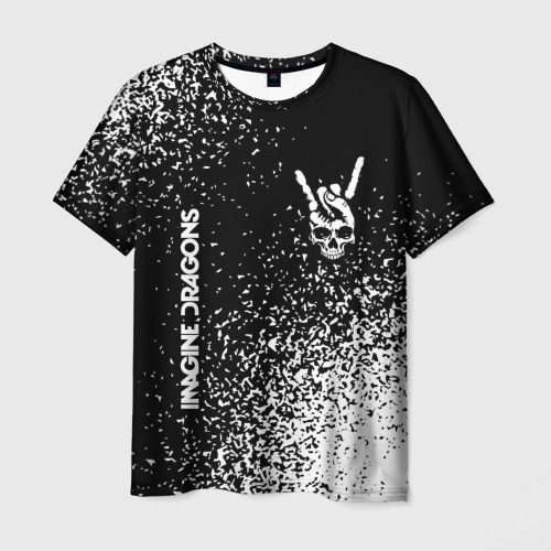Мужская футболка 3D Imagine Dragons и рок символ на темном фоне, цвет 3D печать