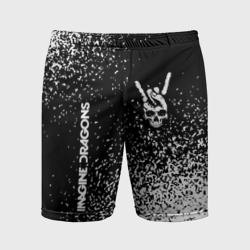 Мужские шорты спортивные Imagine Dragons и рок символ на темном фоне