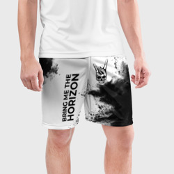 Мужские шорты спортивные Bring Me the Horizon и рок символ на светлом фоне - фото 2