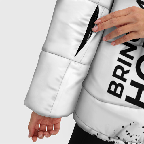 Женская зимняя куртка 3D с принтом Bring Me the Horizon и рок символ на светлом фоне, фото #4