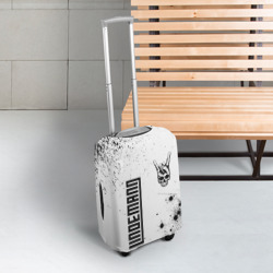 Чехол для чемодана 3D Lindemann и рок символ на светлом фоне - фото 2