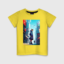 Детская футболка хлопок Лиса жительница мегаполиса - нейросеть