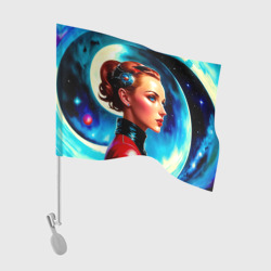 Флаг для автомобиля Девушка связист в космосе - пинап