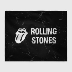 Плед 3D Rolling Stones glitch на темном фоне: надпись и символ