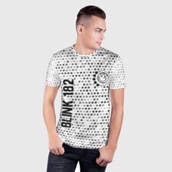 Мужская футболка 3D Slim Blink 182 glitch на светлом фоне: надпись, символ - фото 2