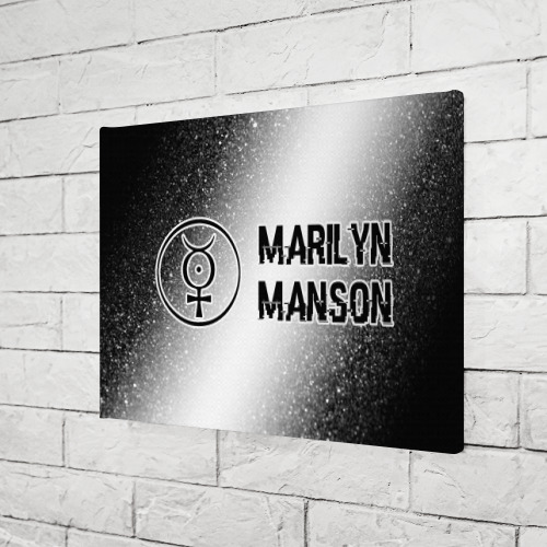 Холст прямоугольный Marilyn Manson glitch на светлом фоне: надпись и символ, цвет 3D печать - фото 3