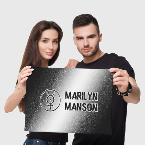 Холст прямоугольный Marilyn Manson glitch на светлом фоне: надпись и символ, цвет 3D печать - фото 5