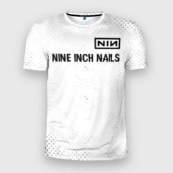 Мужская футболка 3D Slim Nine Inch Nails glitch на светлом фоне: символ сверху