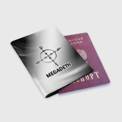 Обложка для паспорта матовая кожа Megadeth glitch на светлом фоне - фото 2