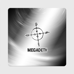 Магнит виниловый Квадрат Megadeth glitch на светлом фоне