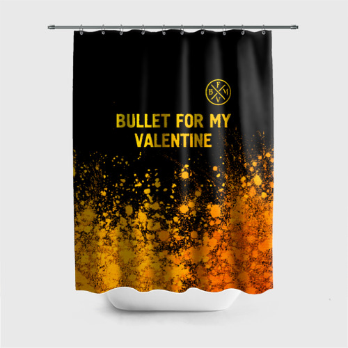 Штора 3D для ванной Bullet For My Valentine - gold gradient: символ сверху