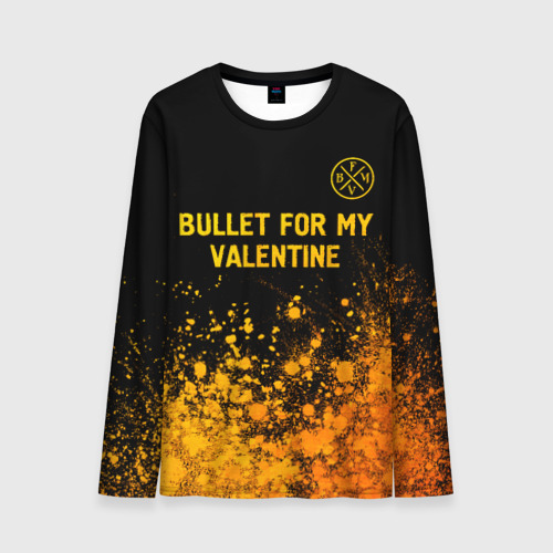 Мужской лонгслив 3D Bullet For My Valentine - gold gradient: символ сверху, цвет 3D печать